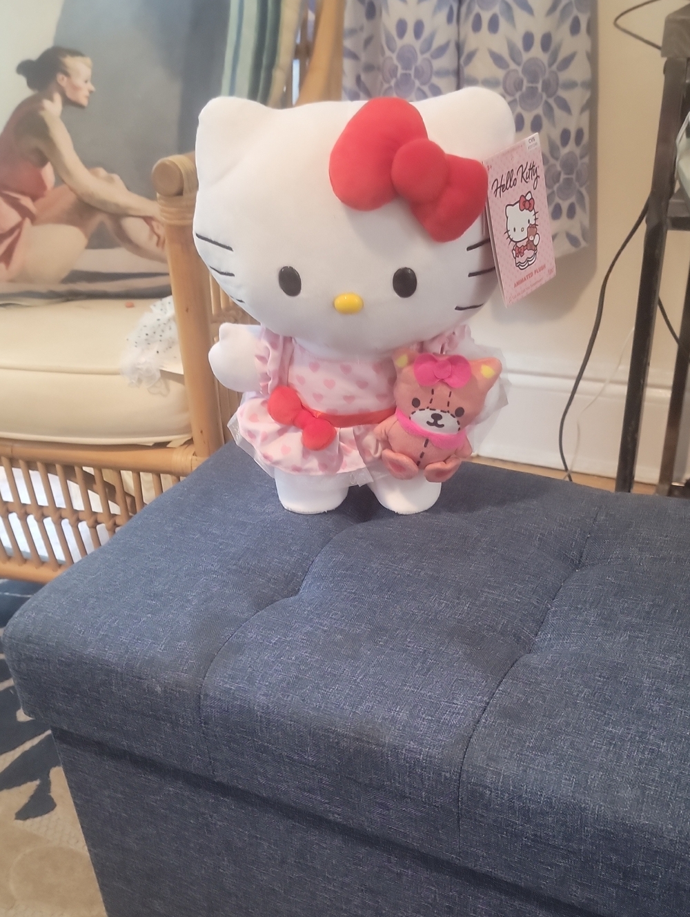 Hello Kitty Plush in White with Pink Dress and Red Bow